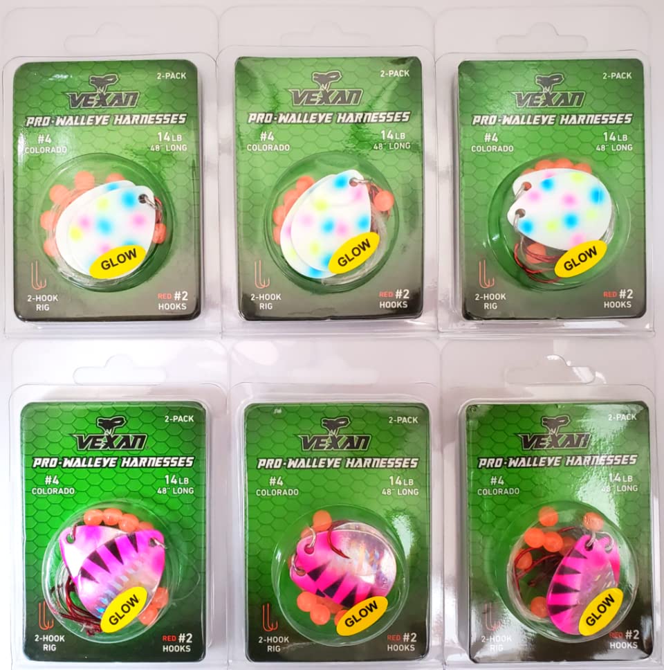 GLOW Walleye Crawler Harnesses Variety Kit - 12 pack