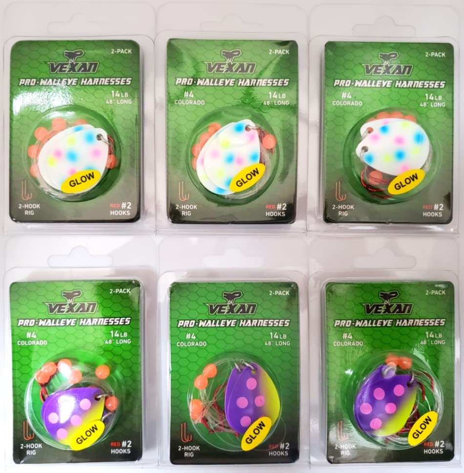 GLOW Walleye Crawler Harnesses Variety Kit - 12 pack