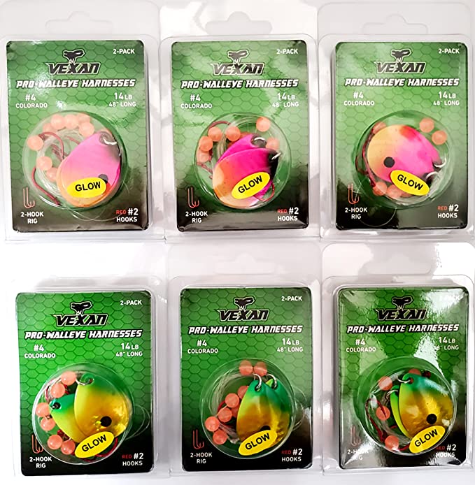 GLOW Walleye Crawler Harnesses Variety Kit - 12 pack