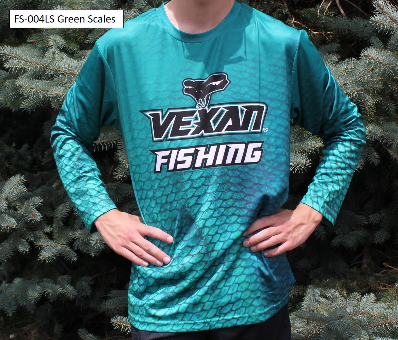 Vexan Fishing Long Sleeve T-Shirt Green Scales Pattern XL