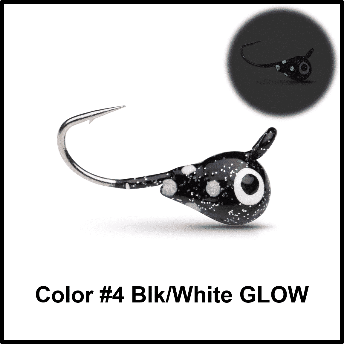 Tungsten Ice Fishing Jig - Black/White Glow