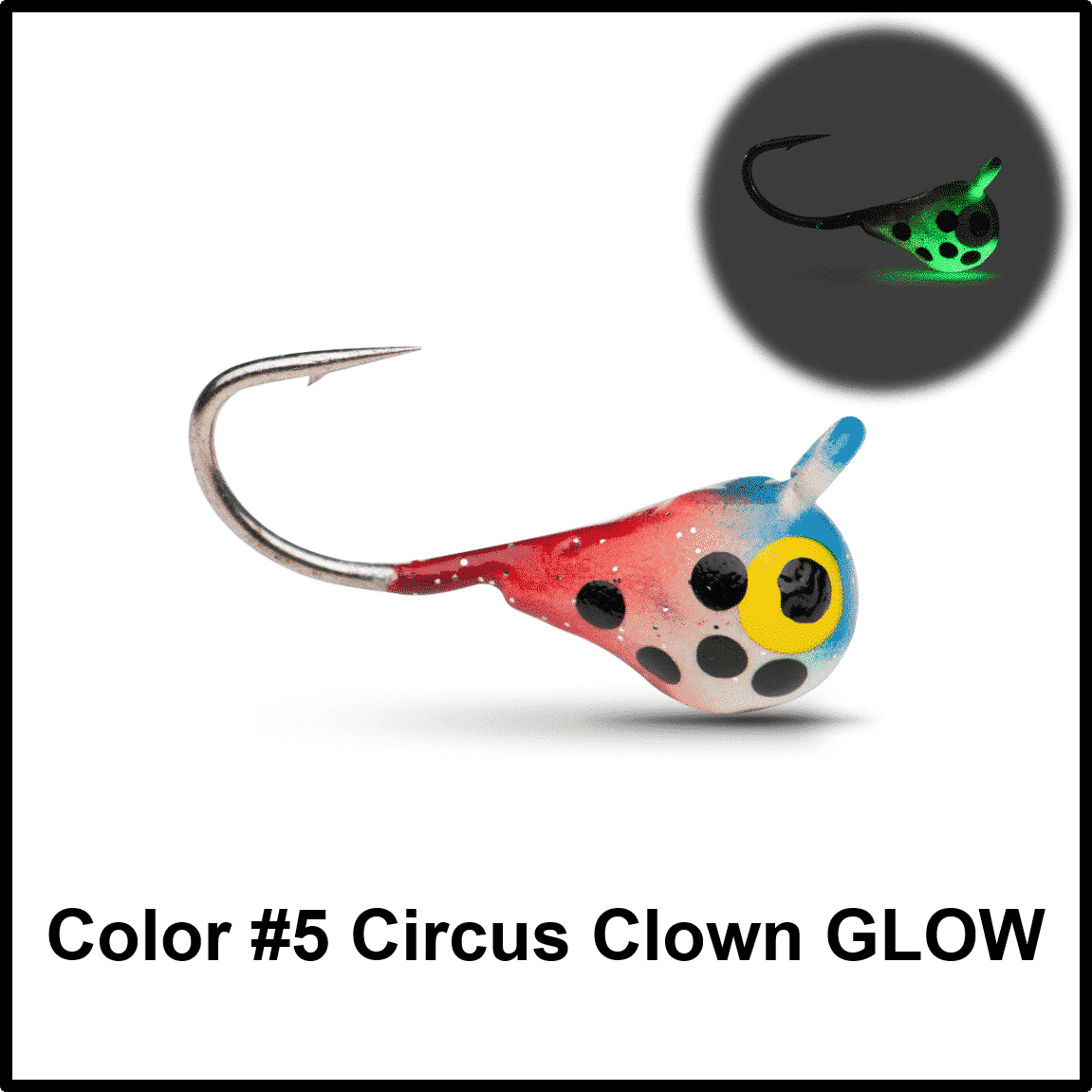 Tungsten Ice Fishing Jig - Circus Clown Glow