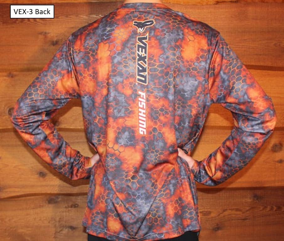 Fishing Scales Camo Orange Dark Gray Long-Sleeve T-Shirt - Back