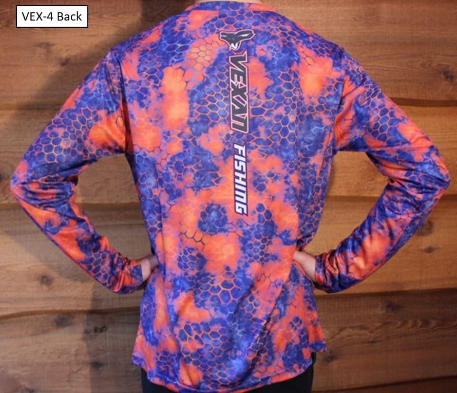 Fishing Scales Camo Purple Orange Long-Sleeve T-Shirt - Back