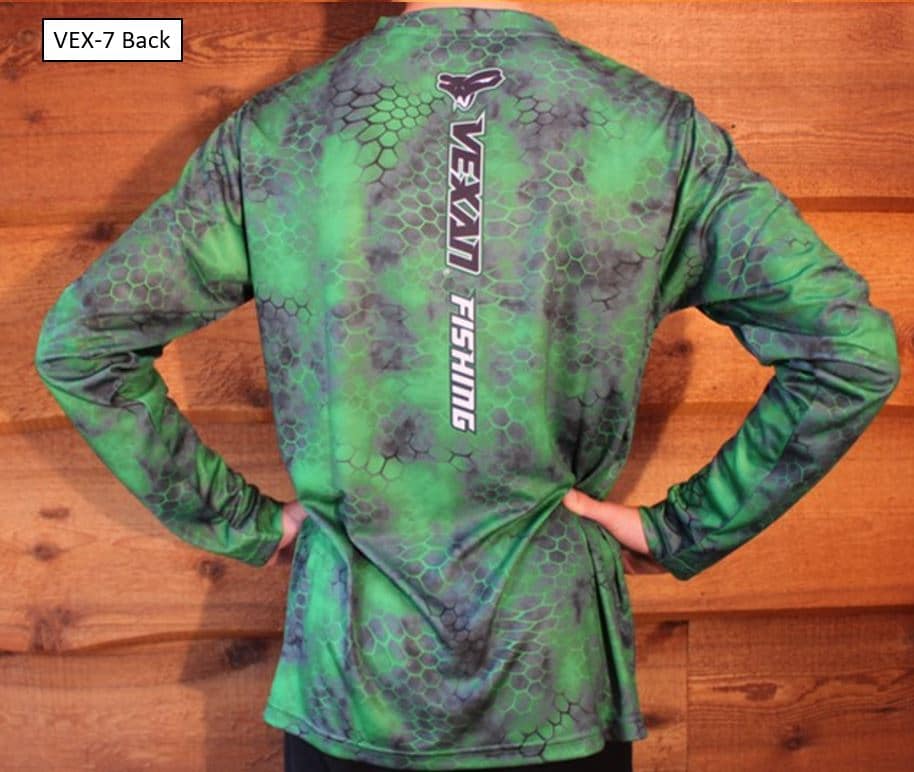 Fishing Scales Camo Gray Green Long-Sleeve T-Shirt - Back