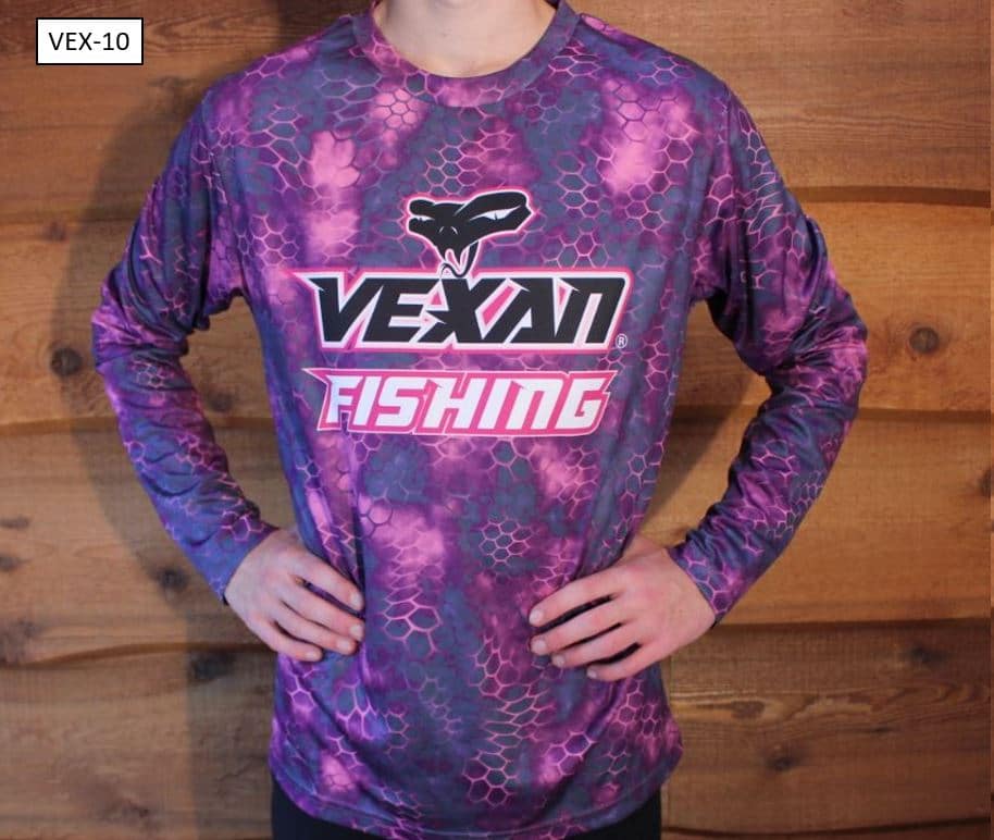Vexan Fishing Long Sleeve T-Shirt Purple Pink Scales Camo Pattern 3 XL