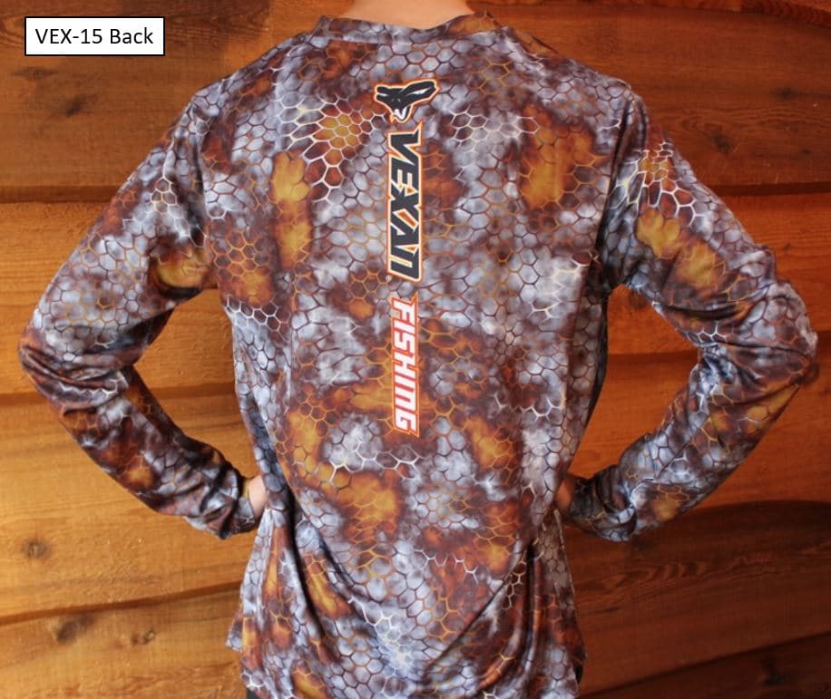 Fishing Scales Camo Orange Light Gray Long-Sleeve T-Shirt - Back