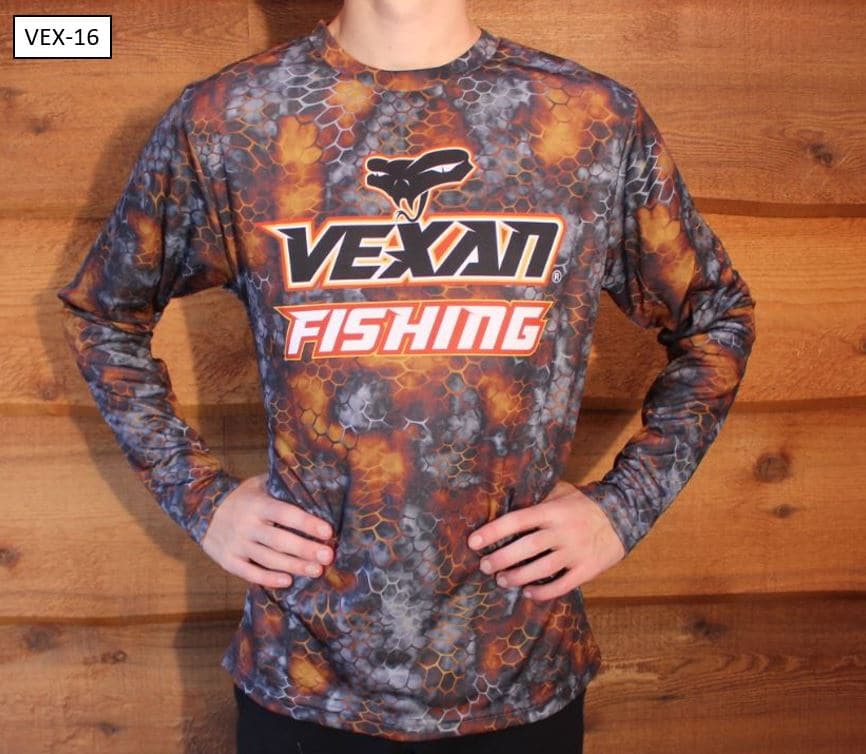 Fishing Scales Camo Medium Gray Orange Long-Sleeve T-Shirt