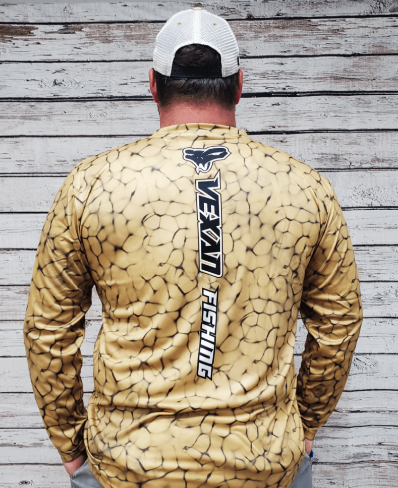 Vexan Fishing Long Sleeve T-Shirt Gold Pattern