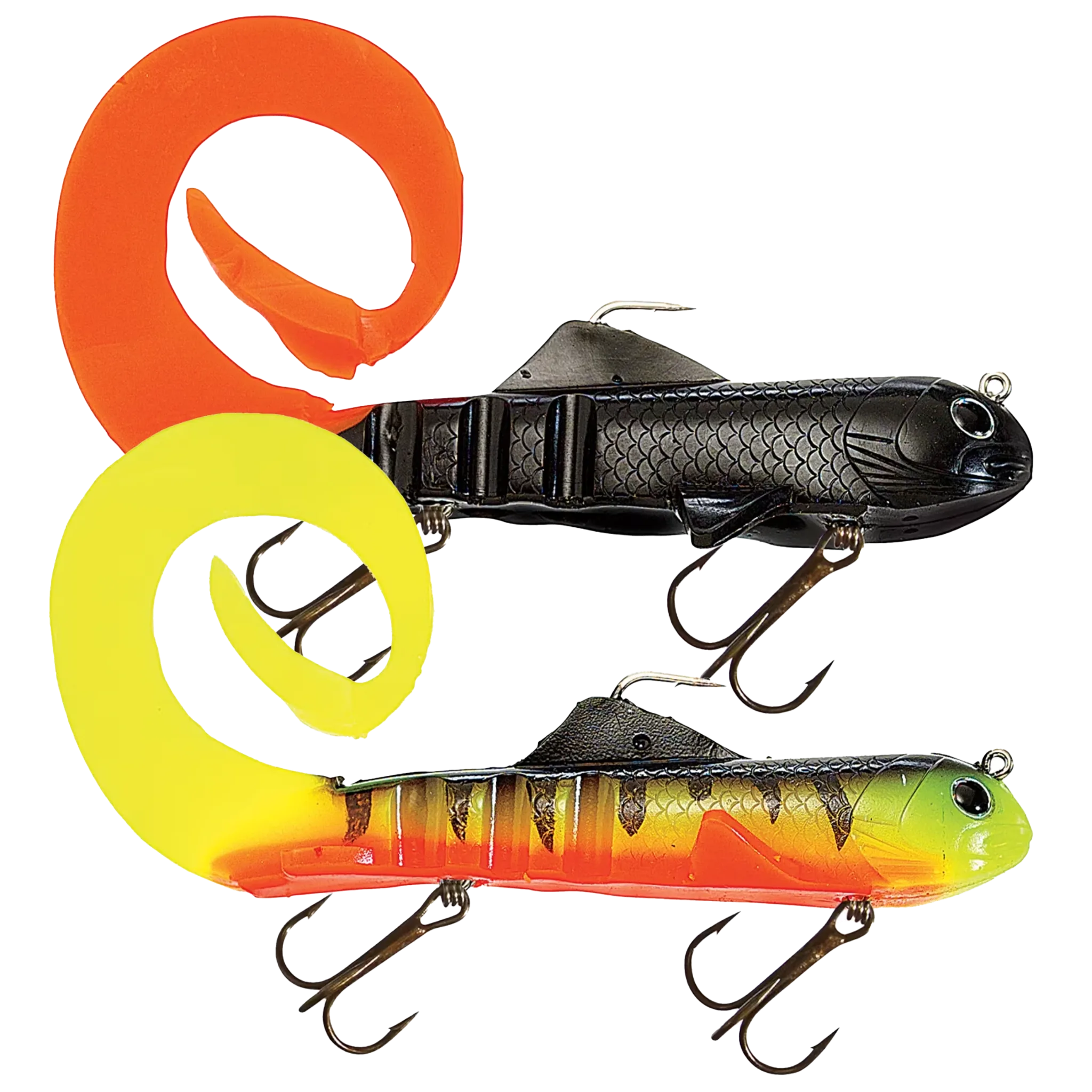 Vexan Fishing Reg SuperD Musky Swimbaits Two fishing lures with a brand logo on a white background
