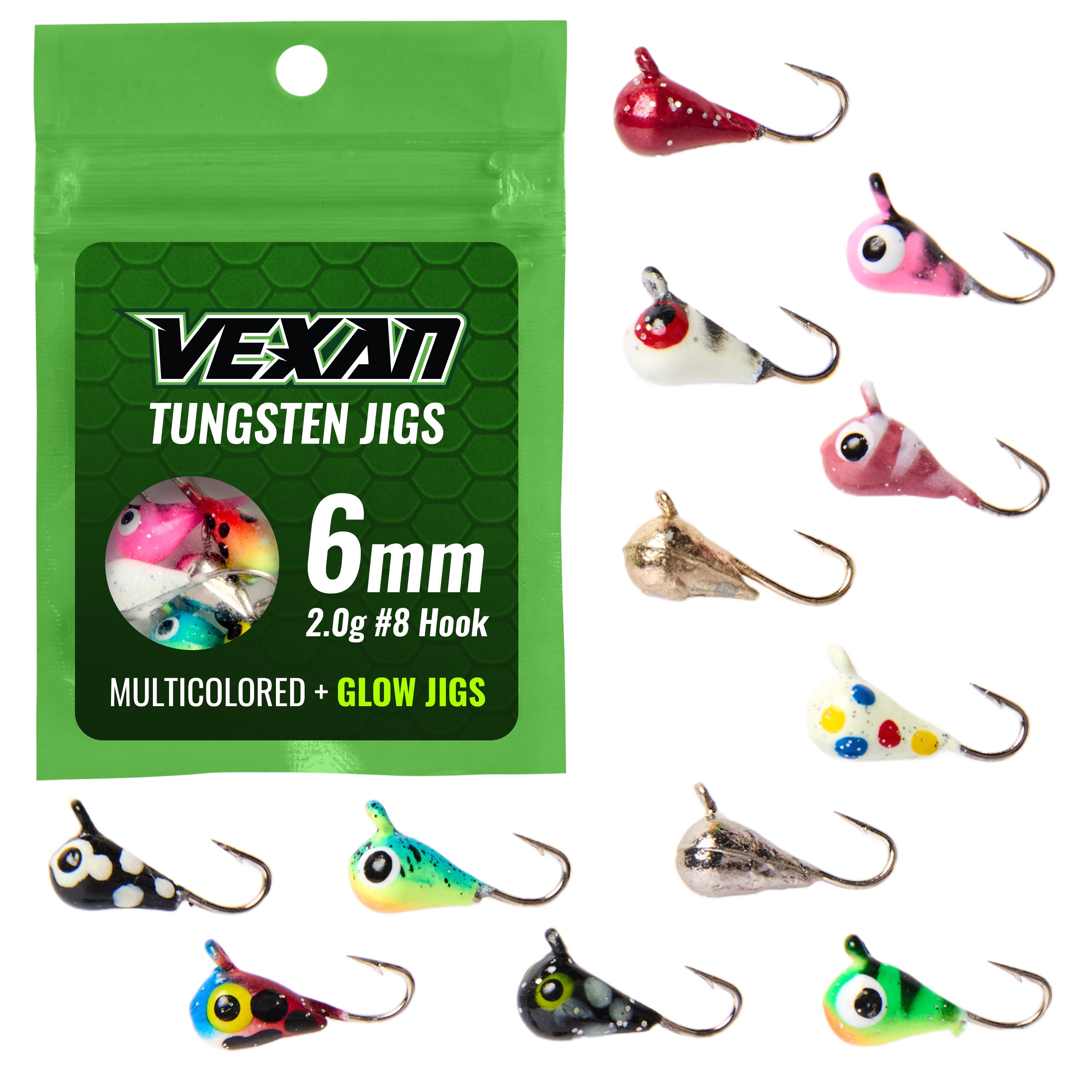 T-VEX Glow Tungsten Ice Jig - 12PK