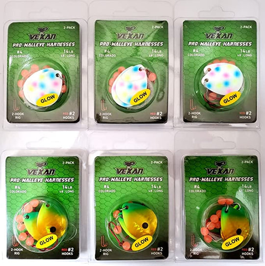 GLOW Walleye Crawler Harnesses Variety Kit - 12 pack