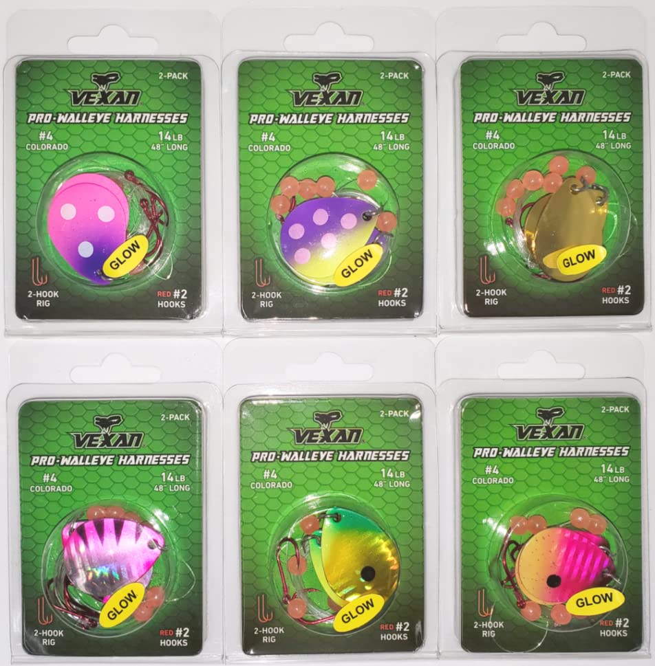 GLOW Walleye Crawler Harnesses Variety Kit - 12 pack