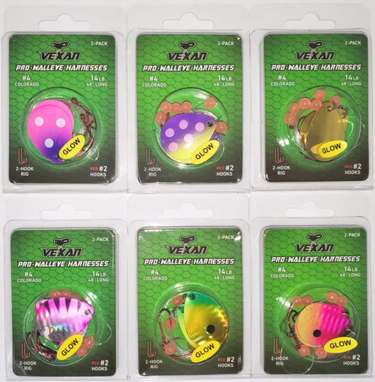 GLOW Walleye Crawler Harnesses Variety Kit - 12 pack