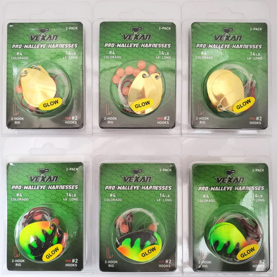 GLOW Walleye Crawler Harnesses Variety Kit - 12 pack