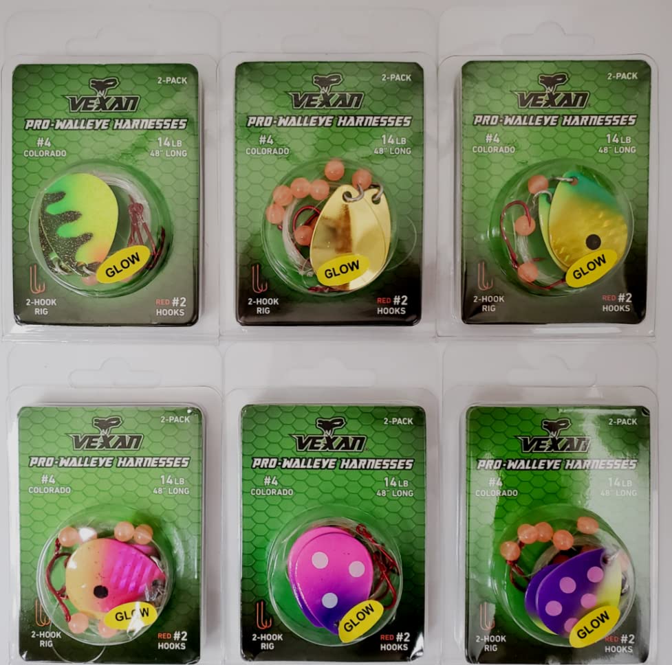 GLOW Walleye Crawler Harnesses Variety Kit - 12 pack