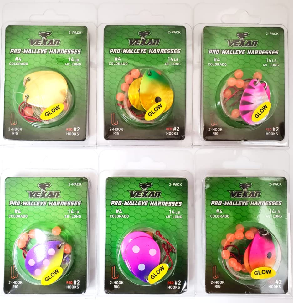 GLOW Walleye Crawler Harnesses Variety Kit - 12 pack