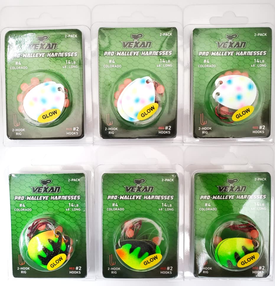 GLOW Walleye Crawler Harnesses Variety Kit - 12 pack
