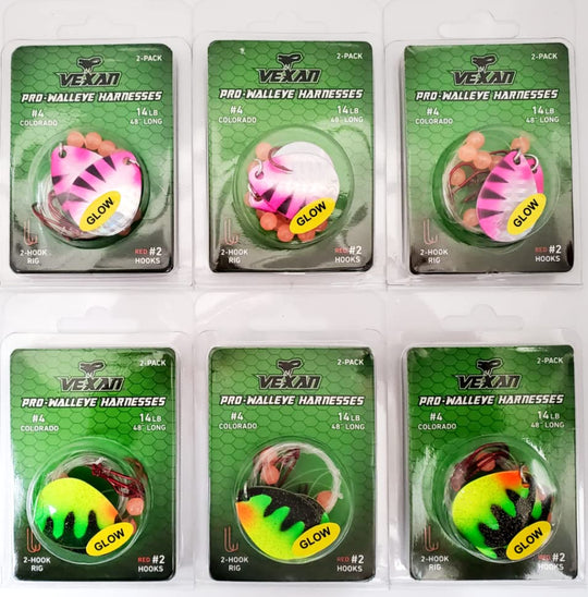 GLOW Walleye Crawler Harnesses Variety Kit - 12 pack