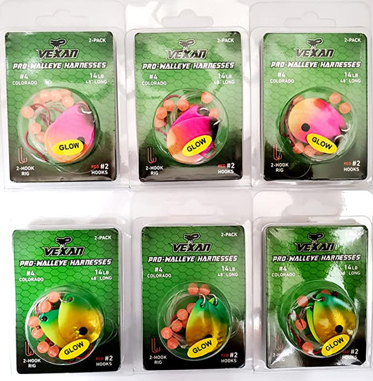 GLOW Walleye Crawler Harnesses Variety Kit - 12 pack