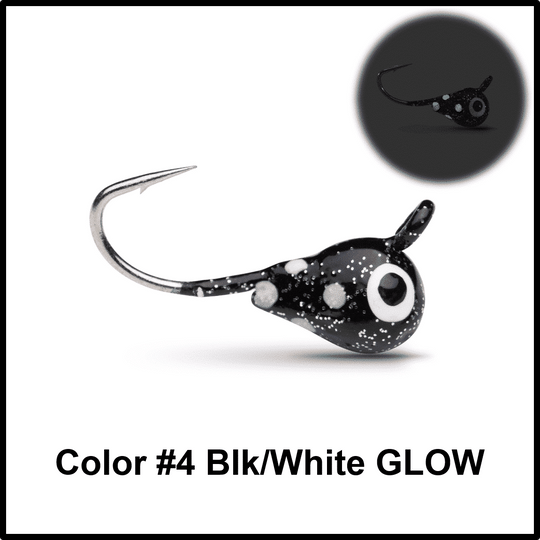 Tungsten Ice Fishing Jig - Black/White Glow