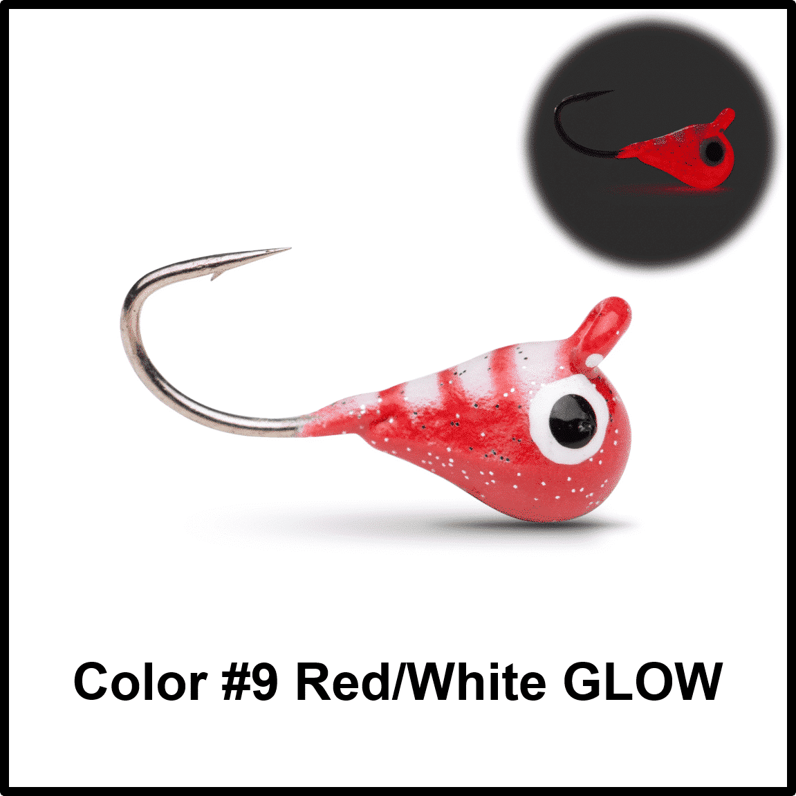 Tungsten Ice Fishing Jig - Red and White Glow