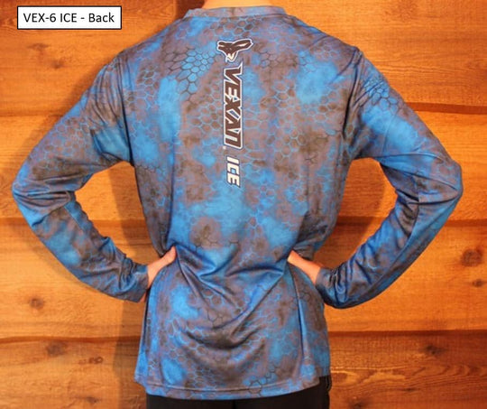 Ice Scales Camo Blue Brown Long-Sleeve T-Shirt - Back