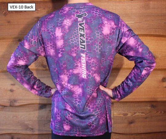 Fishing Scales Camo Purple Pink Long-Sleeve T-Shirt - Back