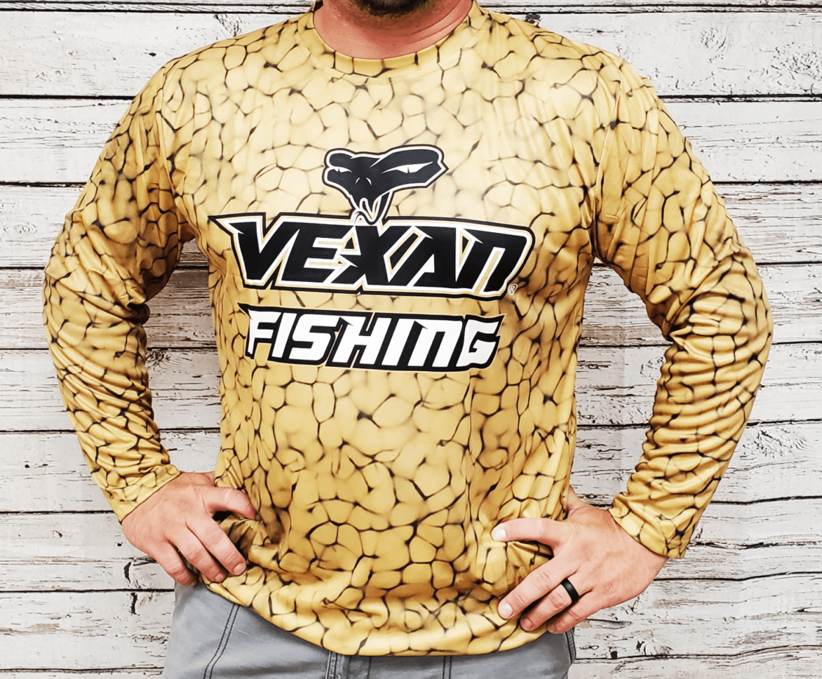 Vexan Fishing Long Sleeve T-Shirt Gold Pattern