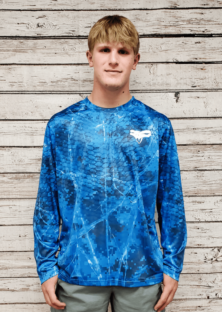Vexan Ice Fishing Performance Long Sleeve T-Shirt 8 Bit Camo - Teal-Green