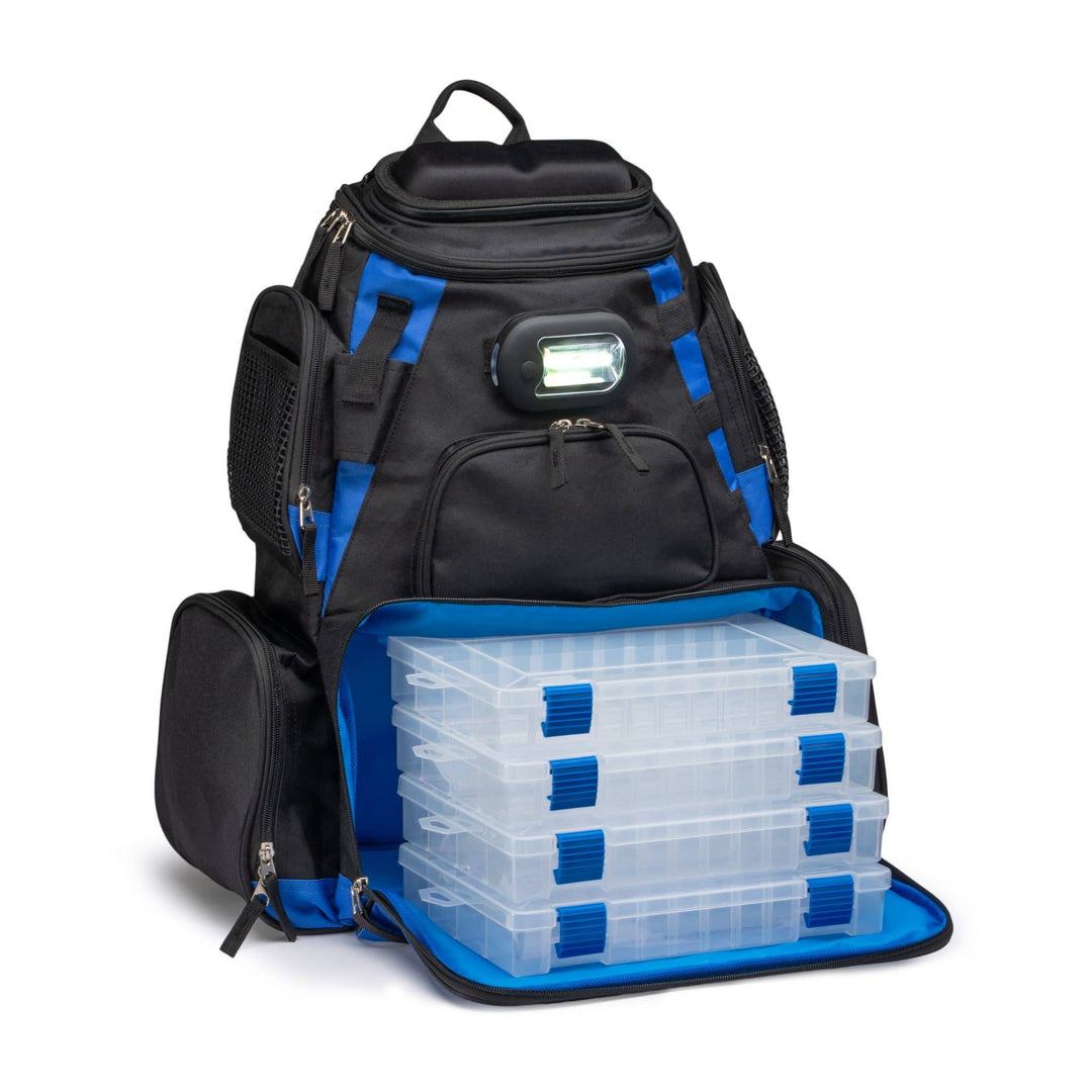 VEXAN Fishing Backpack Tackle Box w/Removable LED Light