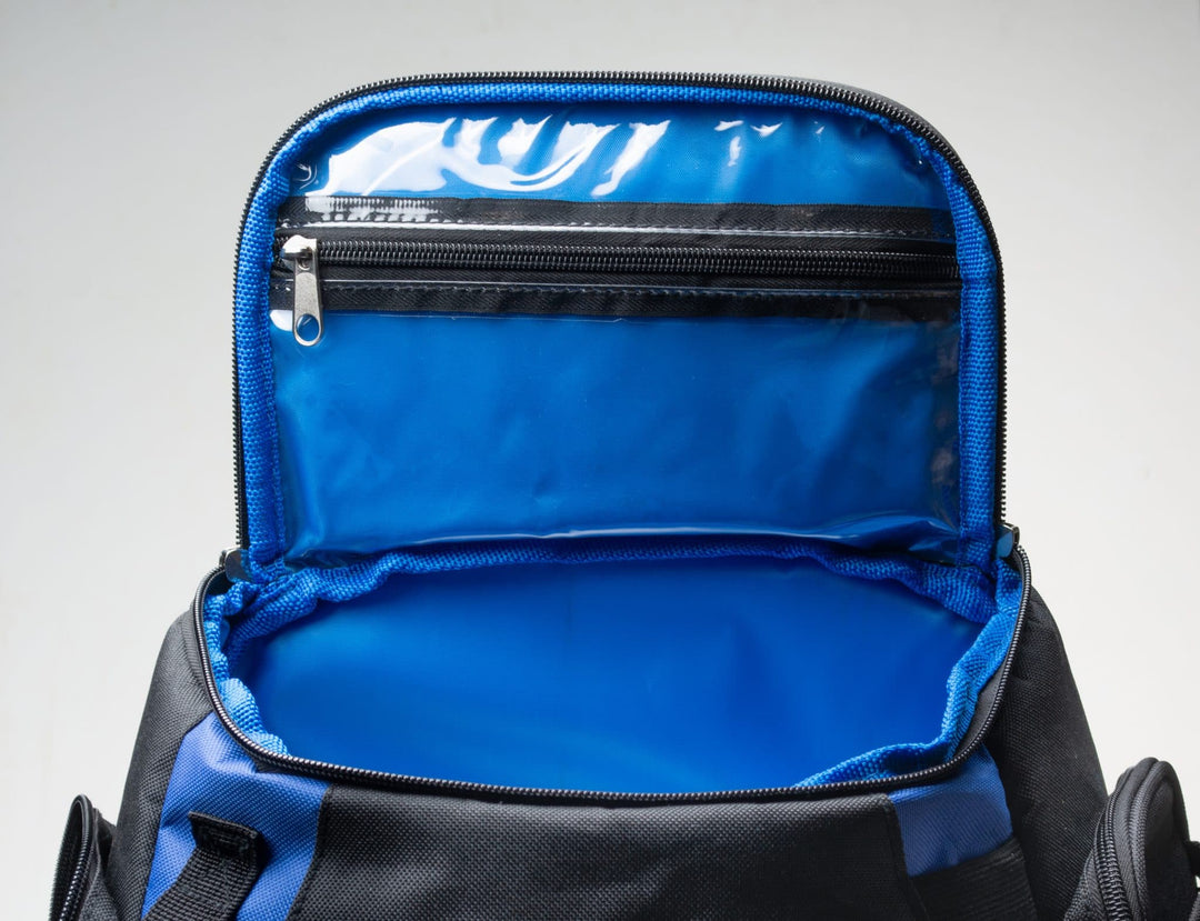 blue tackle bags with plastic zipper VEXAN Fishing Backpack Tackle Box w/Removable LED Light Tan & Burgundy