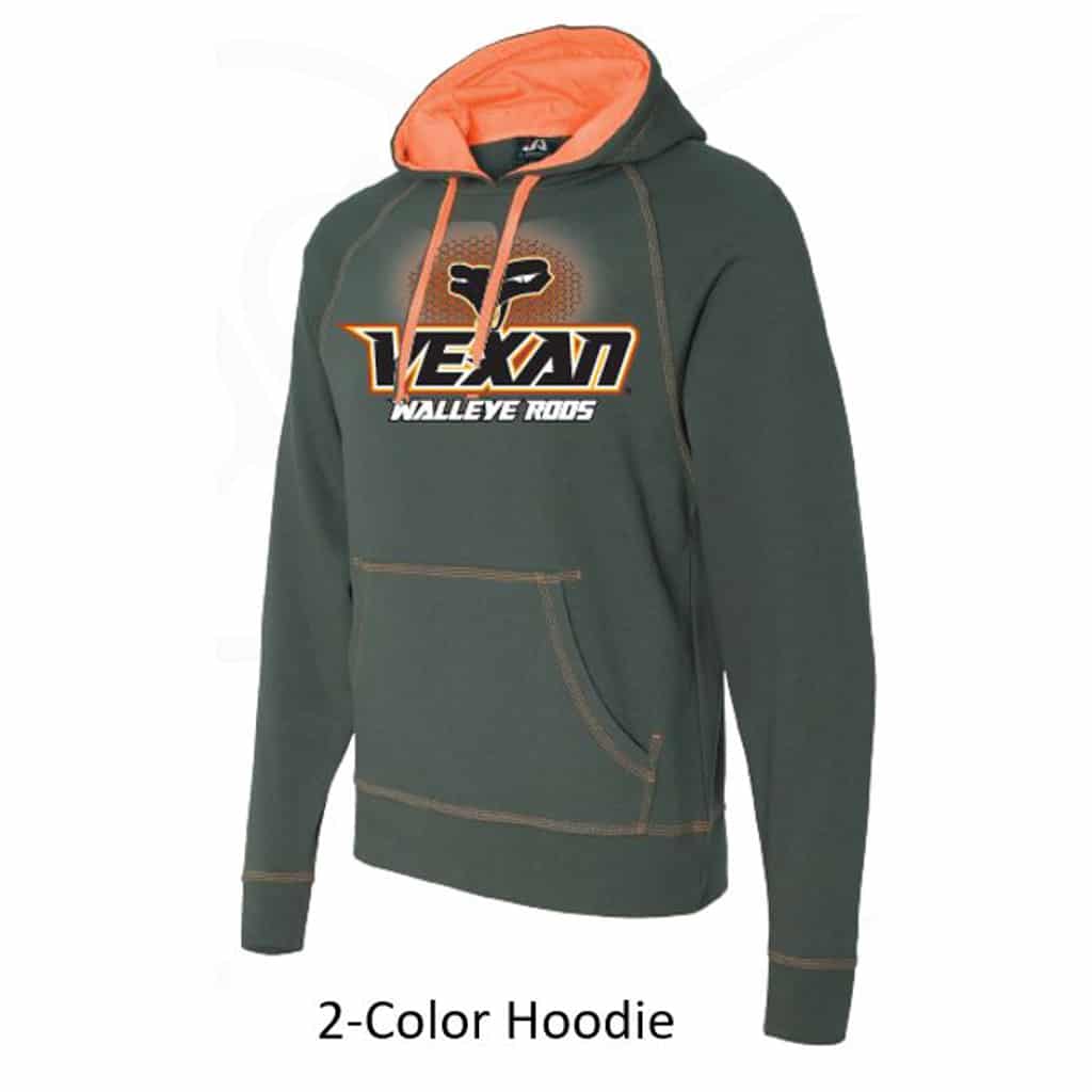 Vexan Walleye Rods 2-Color Hoodie - Neon Orange